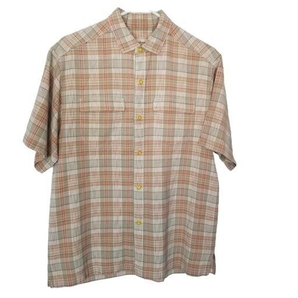 Tommy Bahama Mens Silk Plaid Button Shirt S Classic Resortwear Tropical Preppy